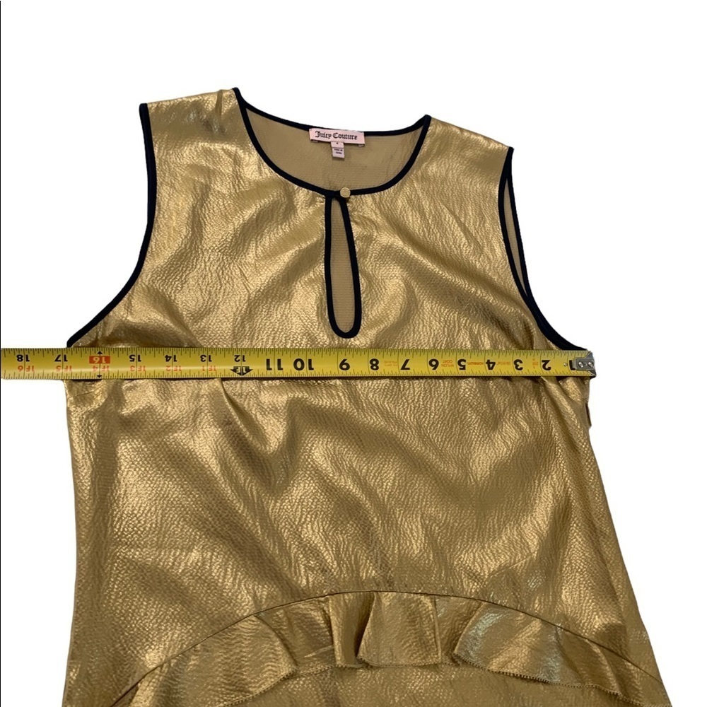 Juicy Couture 100% Silk Gold Ruffle Sleeve Dress Size 4 - Picture 13 of 16
